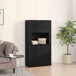 Berkfield Home Highboard Black Oak 80x33x150 cm Engineered Wood - Size: 80 x 33 x 150 cm - thumbnail 2