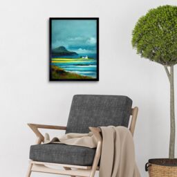 "Artery8 Wall Art Print Isle Harris White Crofters Cottage Scotland Seascape Art Framed in Black - Size: W12"" x H16""" - thumbnail 2