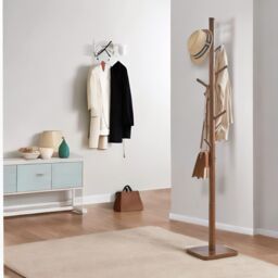 FURNOS Wooden Square Base Coat Stand With 8 Hooks Brown - thumbnail 4