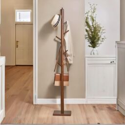FURNOS Wooden Square Base Coat Stand With 8 Hooks Brown - thumbnail 5