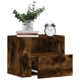 Berkfield Home Wall-mounted Bedside Cabinet Smoked Oak 45x30x35 cm in Brown - Size: 45 x 30 x 35 cm - thumbnail 1