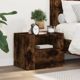 Berkfield Home Wall-mounted Bedside Cabinet Smoked Oak 45x30x35 cm in Brown - Size: 45 x 30 x 35 cm - thumbnail 3