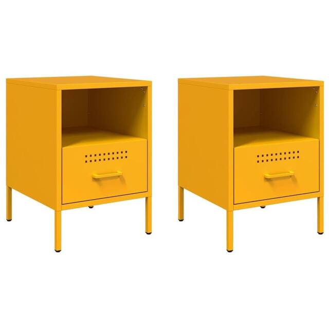 Berkfield Home Bedside Cabinets 2 pcs Mustard Yellow 36x39x50.5 cm Steel - image 1
