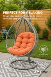 Homescapes Luxury Egg Chair Cushion, Hanging Basket Swing Chair Cushion in Burnt Orange - thumbnail 4