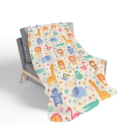Warren Reed - Designer Cute Pastel Jungle Animals Sherpa Blanket in Yellow - Size: Large - thumbnail 2