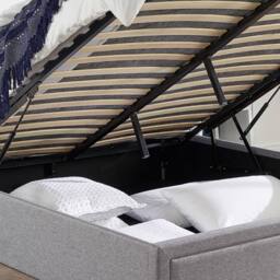 Aspire Camden Grey Linen Ottoman Storage Bed Quilted End Lift - Size: Double - thumbnail 5