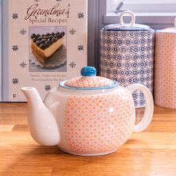 Nicola Spring 15 Piece Hand-Printed Tea Set in Orange - thumbnail 6