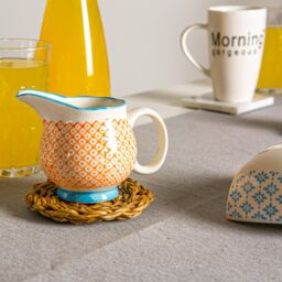 Nicola Spring 15 Piece Hand-Printed Tea Set in Orange - thumbnail 5
