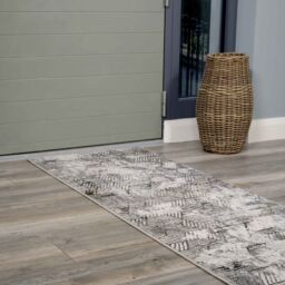 Kukoon Grey Gold Distressed Abstract Geometric Motif Rug - Size: 60 cm x 240 cm - thumbnail 6