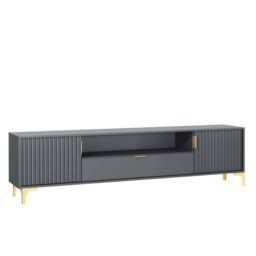 Creative Furniture Tide Crest TV Unit Gold 200cm - Modern Fluted Design in Grey or White in Dark Grey - thumbnail 2