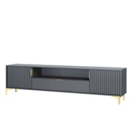 Creative Furniture Tide Crest TV Unit Gold 200cm - Modern Fluted Design in Grey or White in Dark Grey - thumbnail 6