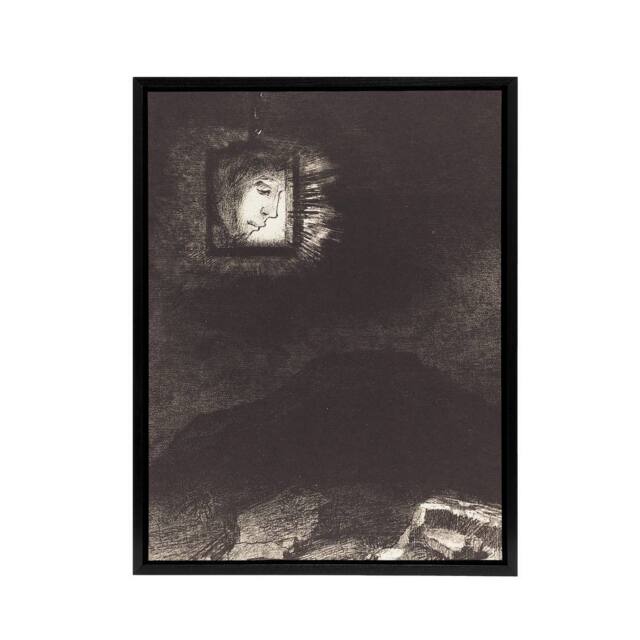 "Artery8 Glimmering Head Suspended Redon Vintage Black Framed Canvas Wall Art in Grey - Size: W18"" x H24""" - image 1
