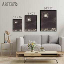 "Artery8 Glimmering Head Suspended Redon Vintage Black Framed Canvas Wall Art in Grey - Size: W18"" x H24""" - thumbnail 4
