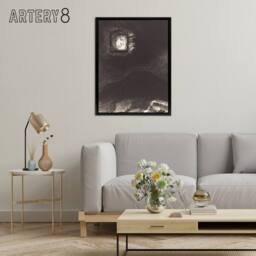 "Artery8 Glimmering Head Suspended Redon Vintage Black Framed Canvas Wall Art in Grey - Size: W18"" x H24""" - thumbnail 3