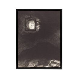 "Artery8 Glimmering Head Suspended Redon Vintage Black Framed Canvas Wall Art in Grey - Size: W18"" x H24""" - thumbnail 1