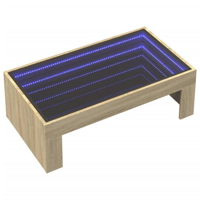 Berkfield Home Decorative Coffee Table with Infinity LED Sonoma Oak 90x50x30 cm in Light Tan - Size: 90 x 50 x 30 cm - image 1