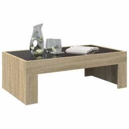 Berkfield Home Decorative Coffee Table with Infinity LED Sonoma Oak 90x50x30 cm in Light Tan - Size: 90 x 50 x 30 cm - thumbnail 5