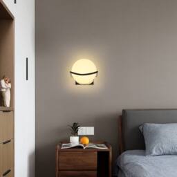 Pheashine Creative Round Wall Lamp Glass Globe E27 Socket (Not Included) 15cm in White - thumbnail 7
