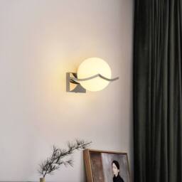 Pheashine Creative Round Wall Lamp Glass Globe E27 Socket (Not Included) 15cm in White - thumbnail 2