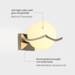 Pheashine Creative Round Wall Lamp Glass Globe E27 Socket (Not Included) 15cm in White - thumbnail 4