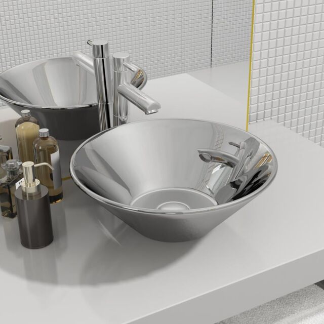 Berkfield Home Wash Basin 42x14 cm Ceramic Silver - image 1