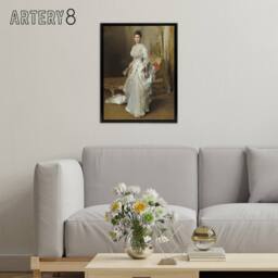 "Artery8 Mrs Henry White Portrait John Singer Sargent Framed Canvas Wall Art in Brown - Size: W12"" x H16""" - thumbnail 3