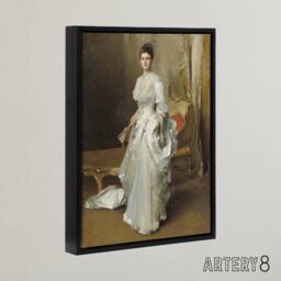 "Artery8 Mrs Henry White Portrait John Singer Sargent Framed Canvas Wall Art in Brown - Size: W12"" x H16""" - thumbnail 2