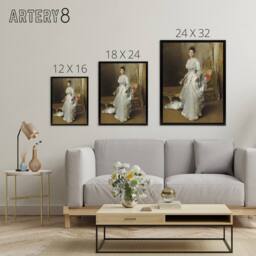 "Artery8 Mrs Henry White Portrait John Singer Sargent Framed Canvas Wall Art in Brown - Size: W12"" x H16""" - thumbnail 4