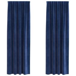Berkfield Home Blackout Curtains with Top Tape 2 pcs Dark Blue Velvet - thumbnail 2