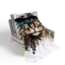 Warren Reed - Designer Norwegian Forest Cat Splashart Sherpa Blanket - Size: Large - thumbnail 2