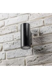 CGC Lighting 'Sherri' Black Cylinder Outdoor Up & Down Wall Light - thumbnail 4