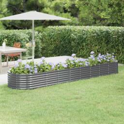 Berkfield Home Garden Raised Bed Powder-coated Steel 368x80x36 cm Anthracite in Charcoal - Size: 368 x 80 x 36 cm - thumbnail 2