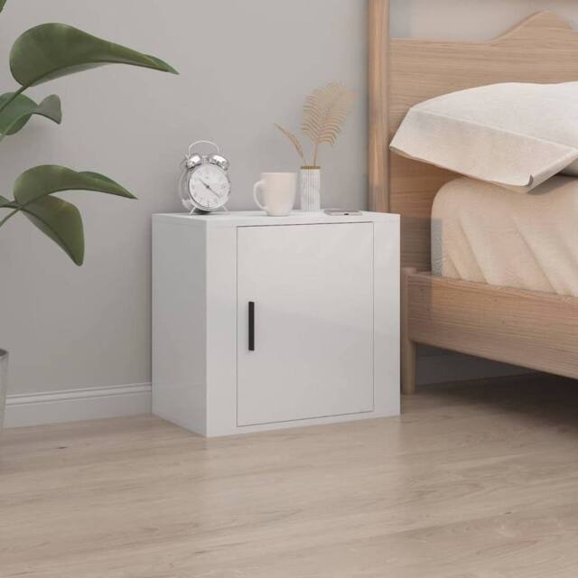 Berkfield Home Elegant Wall-mounted Bedside Cabinets 2 pcs High Gloss White 50x3 - image 1