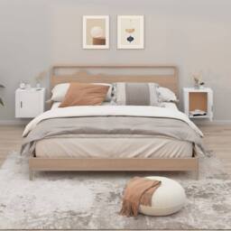 Berkfield Home Elegant Wall-mounted Bedside Cabinets 2 pcs High Gloss White 50x3 - thumbnail 2