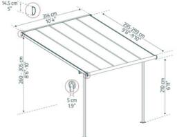 Palram Patio Cover Sierra 3 x 3.05 Clear - L314 x W299 x H305 cm - White - thumbnail 3