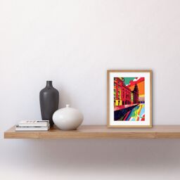 "Artery8 Wall Art Print Royal Albert Dock Liverpool Waterfront Pop Artwork Framed 9X7 Inch in Beige - Size: W7"" x H9""" - thumbnail 2