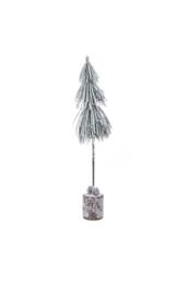 KDMD Small Snowy Tree in Wood Log - Winter Decor & Gift Idea in White - thumbnail 1