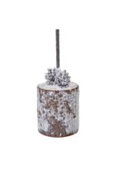 KDMD Small Snowy Tree in Wood Log - Winter Decor & Gift Idea in White - thumbnail 3