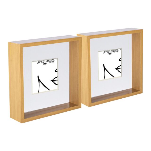 "Nicola Spring 3D Deep Box Photo Frames - 8 x 8"" with 4 x 4"" Mount - White Mount - Pack of 2" - image 1