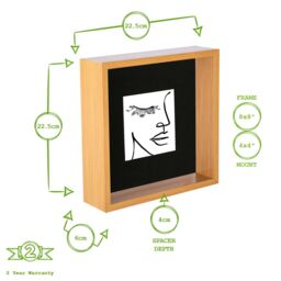 "Nicola Spring 3D Deep Box Photo Frames - 8 x 8"" with 4 x 4"" Mount - White Mount - Pack of 2" - thumbnail 4