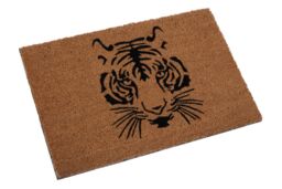 Orsina Tiger Face Doormat in Brown - Size: 100 cm diameter - thumbnail 2