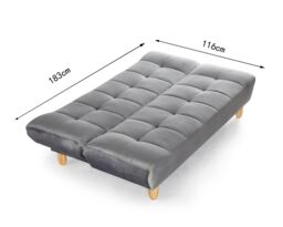Home Detail Macy Velvet Sofa Bed With Tufted Detail & Wooden Legs in Light Grey - thumbnail 6