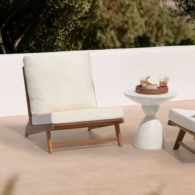 Wyld and Coco Low Chair - Slipper Design with Off-White Removable Cushions in Brown - image 1