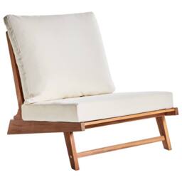 Wyld and Coco Low Chair - Slipper Design with Off-White Removable Cushions in Brown - thumbnail 2