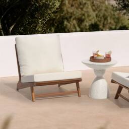 Wyld and Coco Low Chair - Slipper Design with Off-White Removable Cushions in Brown