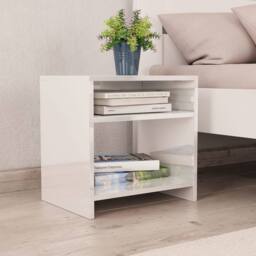 Berkfield Home Elegant Bedside Cabinets 2 pcs High Gloss White 40x30x40 cm Engin - Size: 40 x 30 x 40 cm - thumbnail 3