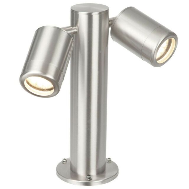 Loops IP65 Twin Outdoor Lamp Post Bollard Light Adjustable GU10 Marine Grade Steel in Metallics - image 1