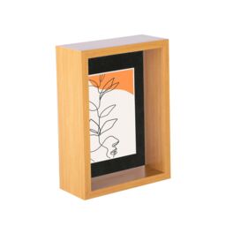 "Nicola Spring 3D Deep Box Photo Frame - 5 x 7"" with 4 x 6"" Mount - Light Wood in Black" - thumbnail 1