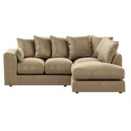 Furnishings For Less UK Brooklyn Plush Velvet 3 to 4 Seater L Shaped Corner Sofa Right Hand Facing in Beige - thumbnail 2