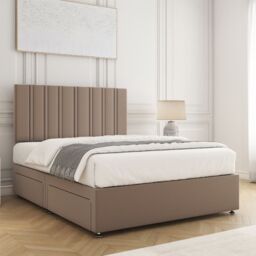 "BSSPOKE Sienna Plush Divan Bed Set 24""Headboard 2Drawers Same Side & Mattress in Bronze - Size: Super King" - thumbnail 3